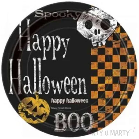 talerzyki papierowe checkered halloween unique 18 cm 8 szt