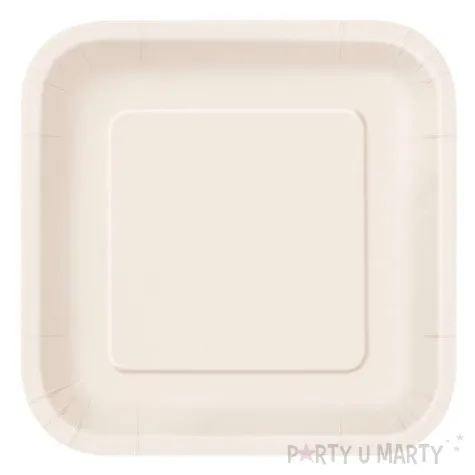 talerzyki papierowe classic kwadratowe ecru unique 23 cm 14 szt