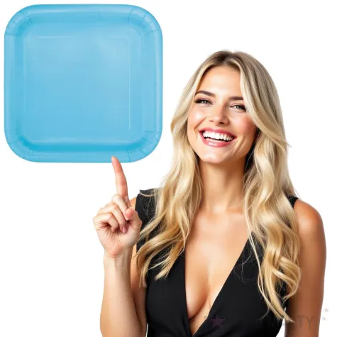 talerzyki papierowe classic kwadratowe niebieskie jasne unique 23 cm 14 szt