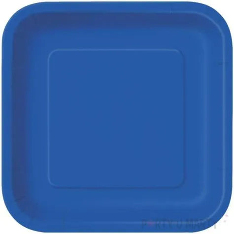 talerzyki papierowe classic kwadratowe niebieskie unique 23 cm 14 szt