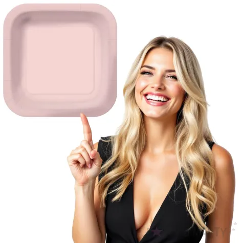 talerzyki papierowe classic kwadratowe roz pastelowy paw 23 cm 10 szt