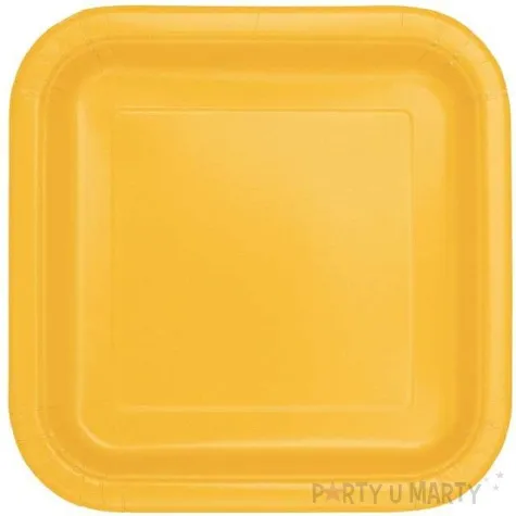 talerzyki papierowe classic kwadratowe zolte 23 cm 14 szt