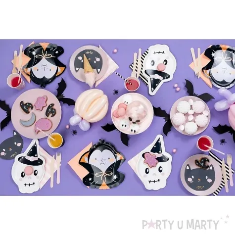 talerzyki papierowe czaszka czarownica halloween partydeco 27x18 cm 6 szt