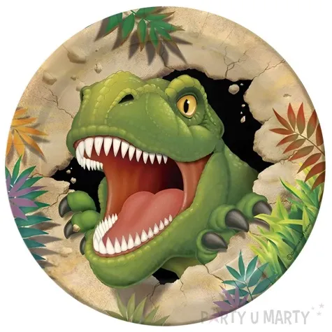 talerzyki papierowe dinozaur tyranozaur skaly fyasa 23 cm 8 szt