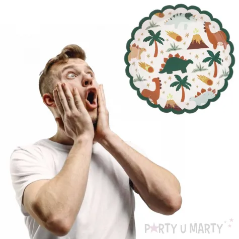 talerzyki papierowe dinozaury partydeco 18 cm 6 szt