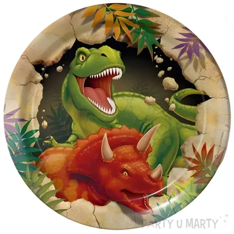 talerzyki papierowe dinozaury tyranozaur i triceratops fyasa 17 5 cm 8 szt