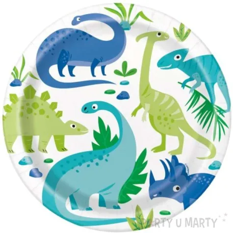 talerzyki papierowe dinozaury w roslinach mix unique 23 cm 8 szt