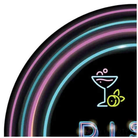 talerzyki papierowe disco neon congee 18 cm 6 szt