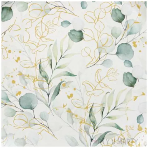 talerzyki papierowe eukaliptus bialo zloty paw 23 cm 8 szt