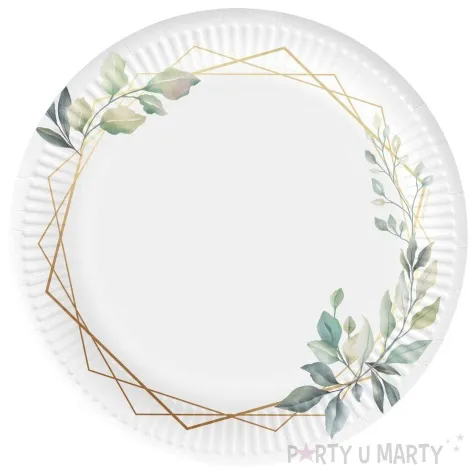 talerzyki papierowe eukaliptus mietowa geometria 18 cm 6 szt