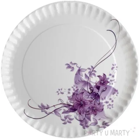 talerzyki papierowe fioletowy kwiat fsopakowania 23 cm 8 szt