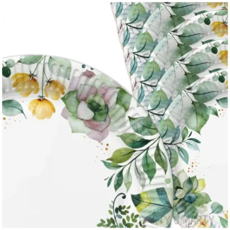 talerzyki papierowe floral akwarelowe galazki maki 18 cm 8 szt