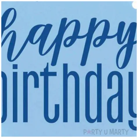 talerzyki papierowe glitz happy birthday niebieskie unique 23 cm 8 szt