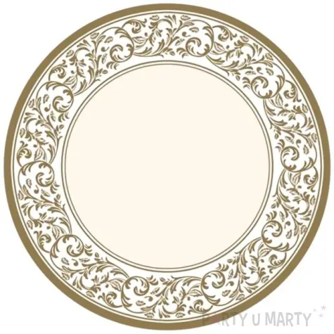 talerzyki papierowe gold ornament rokoko zloty maki 23 cm 8 szt