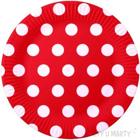 talerzyki papierowe grochy czerwony fsopakowania 23 cm 8 szt