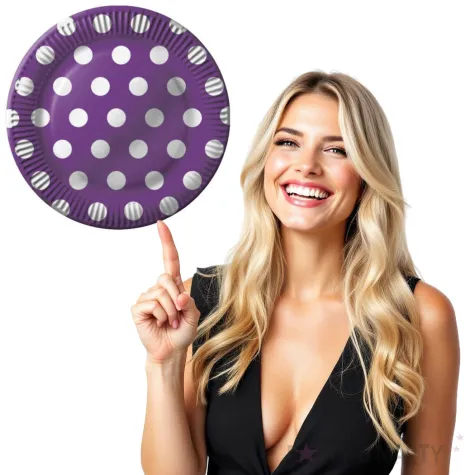 talerzyki papierowe grochy fioletowy fsopakowania 23 cm 8 szt