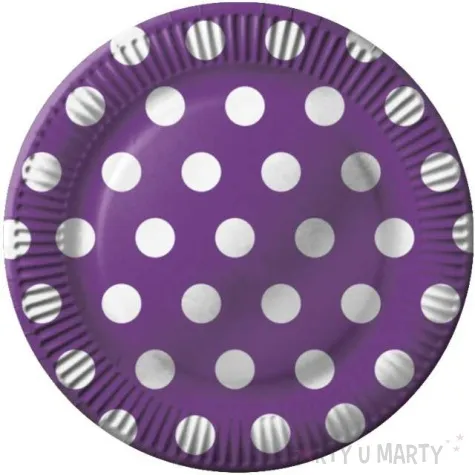 talerzyki papierowe grochy fioletowy fsopakowania 23 cm 8 szt