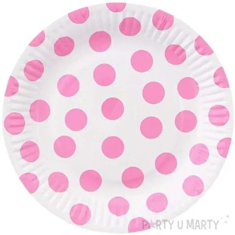 talerzyki papierowe groszki rozowe jasne 18 cm 6 szt