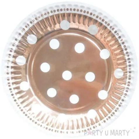 talerzyki papierowe groszki rozowe zloto godan 18 cm 6 szt