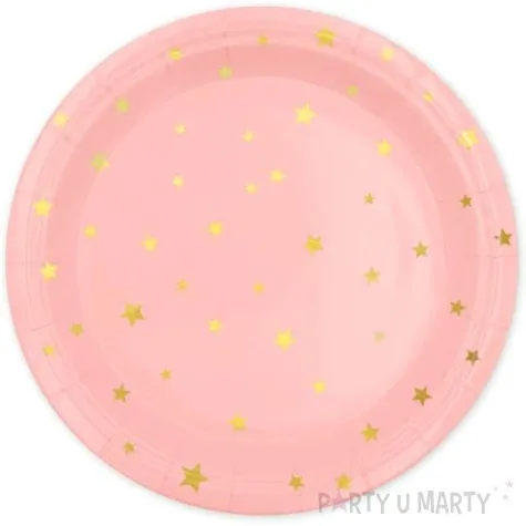 talerzyki papierowe gwiazdki zlote rozowe partypal 23 cm 6 szt