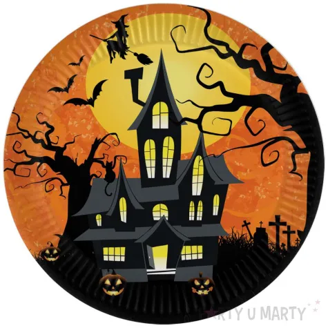 talerzyki papierowe halloween nawiedzony dom congee 18 cm 6 szt