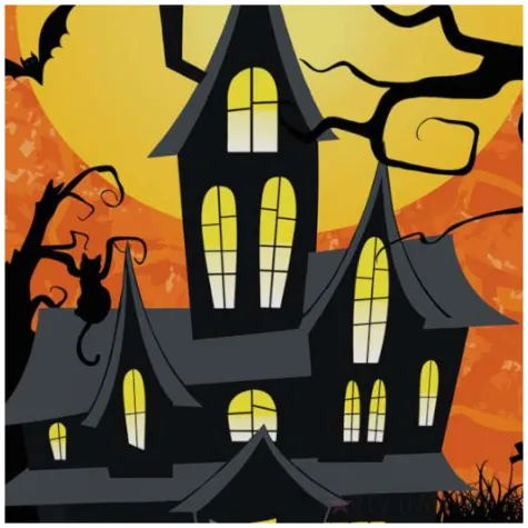 talerzyki papierowe halloween nawiedzony dom congee 18 cm 6 szt