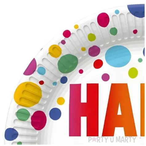 talerzyki papierowe happy b day kolorowe groszki maki 23 cm 8 szt