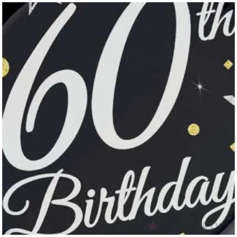 talerzyki papierowe happy birthday 60 urodziny b c czarny godan 23 cm 6 szt