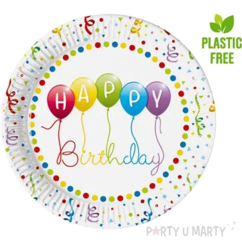 talerzyki papierowe happy birthday baloniki procos 23 cm 8 szt