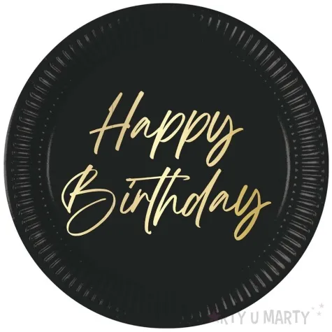 talerzyki papierowe happy birthday czarny procos 23 cm 8 szt