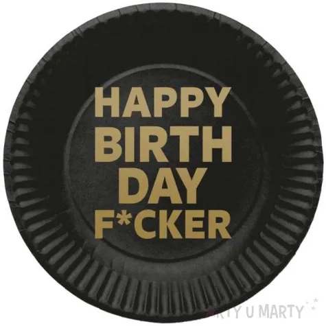 talerzyki papierowe happy birthday fucker czarne folat 23 cm 8 szt