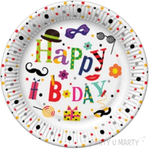 talerzyki papierowe happy birthday funny b day mix maki 23 cm 8 szt
