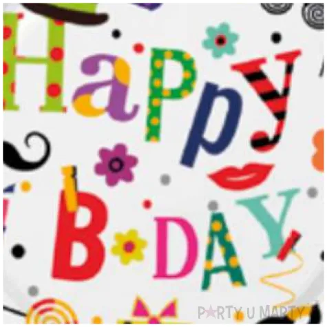 talerzyki papierowe happy birthday funny b day mix maki 23 cm 8 szt