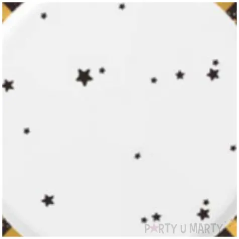 talerzyki papierowe happy birthday gwiazdki czarne zlote maki 23 cm 8 szt