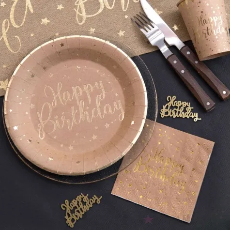 talerzyki papierowe happy birthday kraft santex 22 5 cm 10 szt