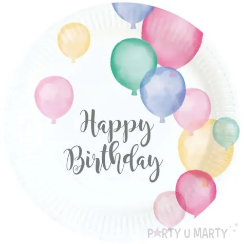 talerzyki papierowe happy birthday pastel amscan 18 cm 8 szt