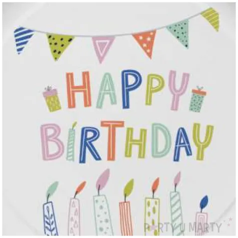 talerzyki papierowe happy birthday pastel mix 23 cm 8 szt