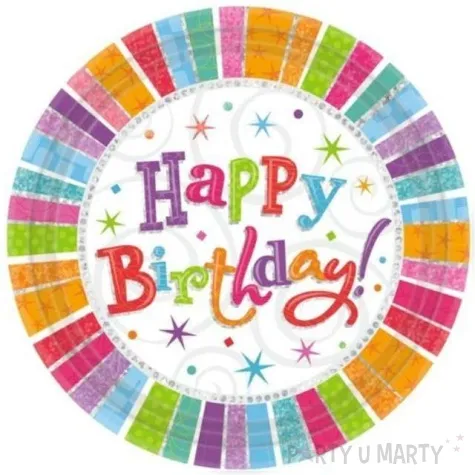 talerzyki papierowe happy birthday radiant amscan 23 cm 8 szt