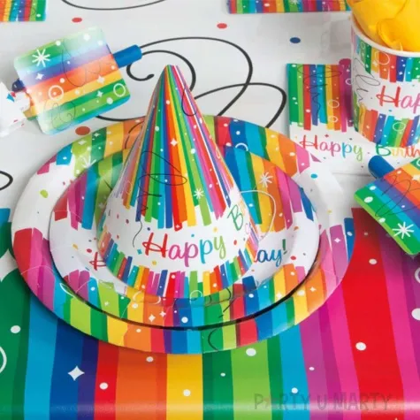 talerzyki papierowe happy birthday rainbow unique 23 cm 8 szt
