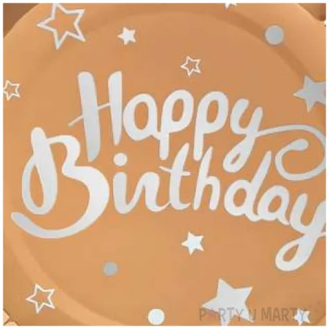 talerzyki papierowe happy birthday rozowe zloto partypal 23 cm 6 szt