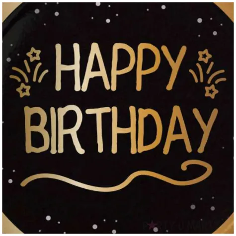 talerzyki papierowe happy birthday shining glam czarno zloty folat 23 cm 8 szt
