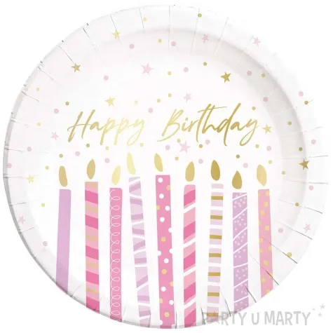 talerzyki papierowe happy birthday swieczki bialy procos 23 cm 8 szt