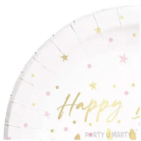 talerzyki papierowe happy birthday swieczki bialy procos 23 cm 8 szt