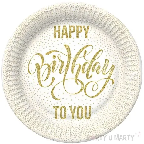 talerzyki papierowe happy birthday to you bialy maki 23 cm 8 szt