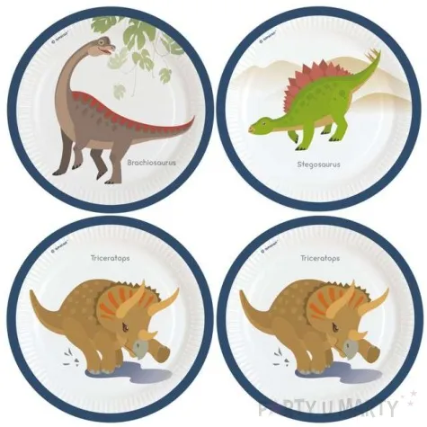 talerzyki papierowe happy dinosaur mix amscan 23 cm 8 szt