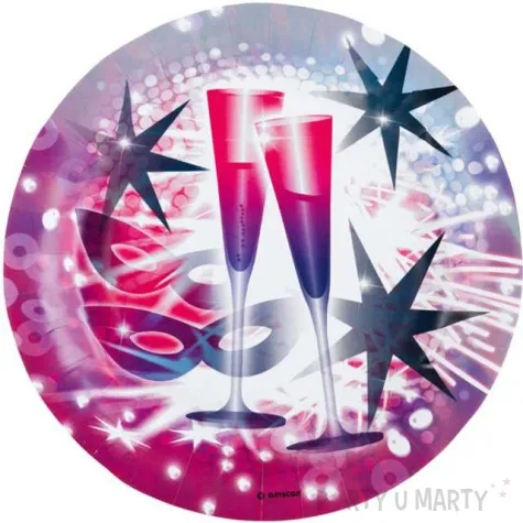 talerzyki papierowe happy new year amscan 23 cm 8 szt
