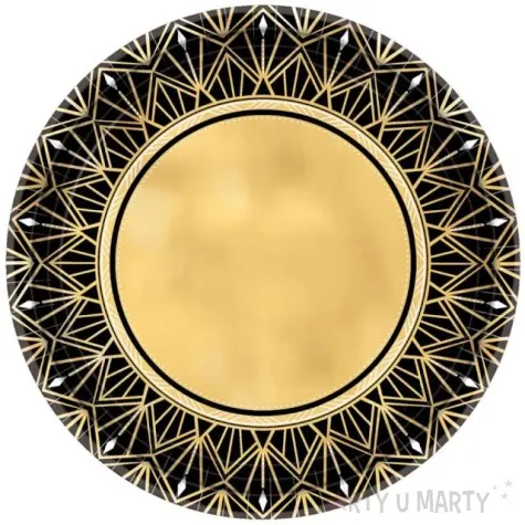 talerzyki papierowe impreza glamour zlote amscan 27 cm 8 szt