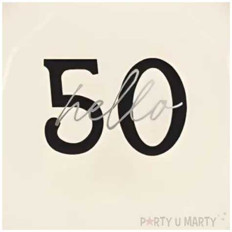 talerzyki papierowe jednorazowe dekoracja na 50 urodziny hello 50 kremowe 18 cm 6 szt