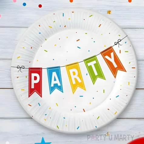 talerzyki papierowe jednorazowe kolorowe party dekoracja na urodziny sylwestra 18 cm 6 szt