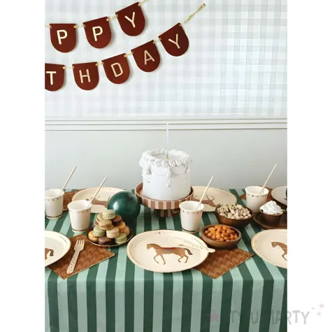 talerzyki papierowe jednorazowe kon jazda konna jezdziectwo na urodziny bezowe 23 cm 6 szt